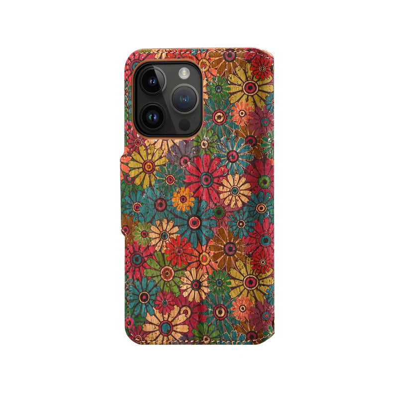 Flower Language Phone Case With Card Holder And Strap For iPhone Yellow-644008992044