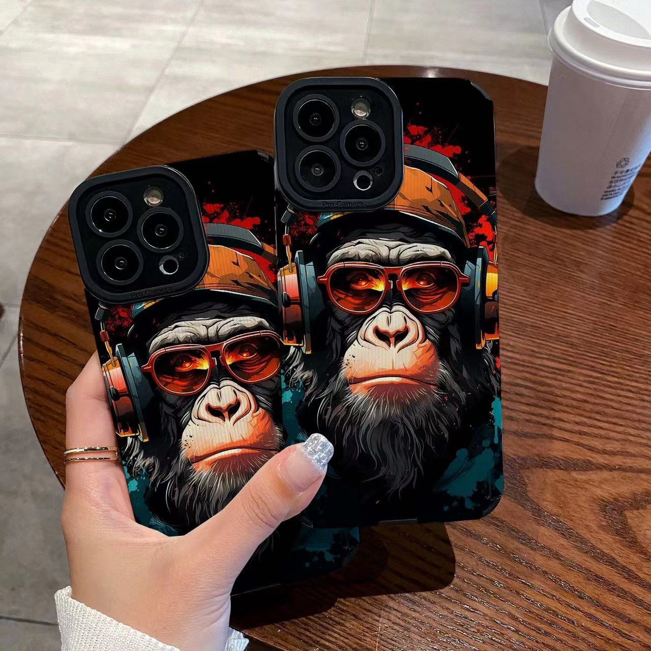 Personalized colorful gorilla print phone case for Apple devices